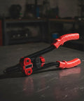 Heavy Duty Long Handle Rivet Nut Tool Kit With Case, Interchangeable Nosepieces And 10mm Mandrels, Two Wrenches, And A Pro Grade Full Set Of Rivet Nuts And Flush Rivets For Do It Yourself Home Improvement And Maintenance, black and red handle