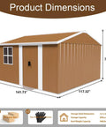 10x12 Ft Heavy Duty Metal Outdoor Storage Shed With Lockable Sliding Door Windows And Ventilation Weatherproof Garden Shed