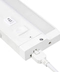 Under Cabinet LED Light 12 Inch Dimmable With 3 Color Temperatures 3000K 4000K 5000K, 3 Level Dimming 0 50 100, white finish close-up