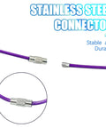 Purple rubber covered cable ring with stainless steel connector from 20 Pieces Stainless Steel Wire Keychains With Rubber Covered Cable Rings 1.5mm Thick 5.9 Inch Length For Luggage Tag Loops Multi Color Set Durable Elastic Wire Secure Fastening Travel Ready Everyday Carry, focusing on stable and durable connection.