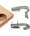 Heavy Duty Blind Corner Stollen Hinges With Smooth Hydraulic Soft Close Damper 95 Degree Angle 35mm Cup showing installation details.