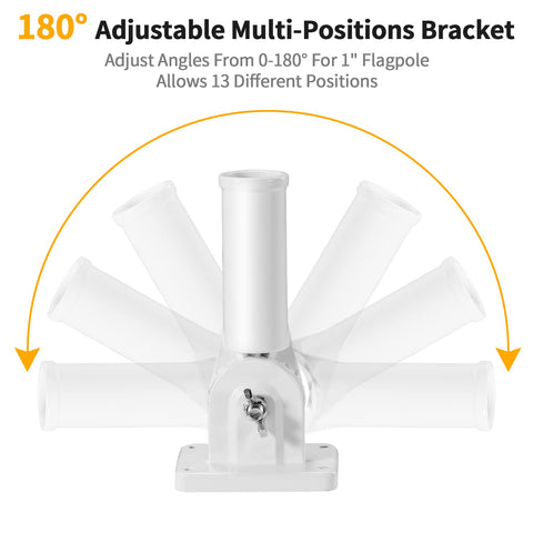 Built Tough 1 Inch Flag Pole Wall Mount Bracket With Secure Hardware Kit 180 Adjustable Premium Aluminum for flag positioning.