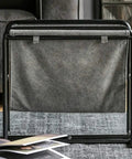 Heavy Duty Iron Magazine Rack With Durable Canvas Pockets Solid Floor Standing Organizer Built Tough, gray fabric with metal frame.