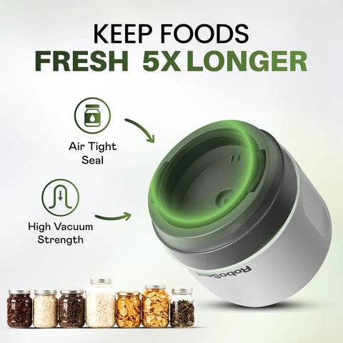 Cordless Mason Jar Vacuum Sealer with 10 Lids One Touch Auto Stop Rechargeable Food Preserver overview, keeps food fresh longer