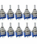 Ten Pack SPDT Toggle Switch 3 Terminals On Off On 3 Position Latching Switch For Lights Motors 6A At 125V Or 3A At 250V 5.7mm Thread