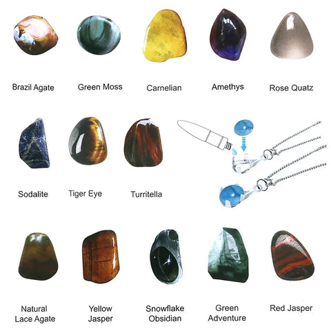 Image showing various gemstones including Brazil Agate, Green Moss, and Carnelian, suitable for Electric Stone Polisher For Rock Crafting.