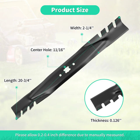 Gator Mulching Blade For 21 Inch Deck Beefs Up Your Mower Replaces 942-0741 742-0741 942-04276 742-04276 with dimensions shown
