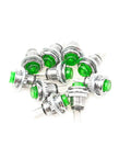 Ten Pack Eight Millimeter Push Button Switches SPST Normally Open 125V 1A DS101 With Five Red And Five Green Caps For DIY Projects Plug And Play Mount In An Instant Eight Millimeter Hole, green caps
