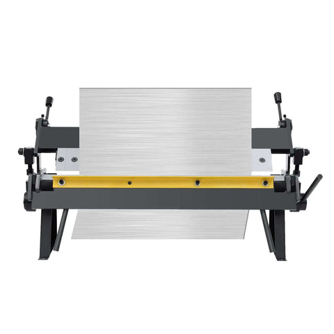24 Inch Pan And Box Brake Sheet Metal Bender 0 To 135 Degree Hand Brake front view showing metal sheet bending