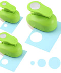 Green Grab And Go Three Size Circle Hole Punch Set For Scrapbooking And Card Making with 1in, 5/8in, and 3/8in punches
