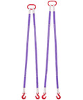 Two Pack Two Leg Lifting Slings With Hooks, 4400 Lb Capacity Heavy Duty Polyester Rigging Straps, 5 Ft Bridle Slings