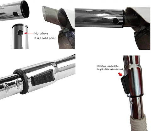 Hardwood Floor Vacuum Brush With 1-1/4 Inch Extension Wands Replacement Attachment for Most Vacuums, focusing on connector details.