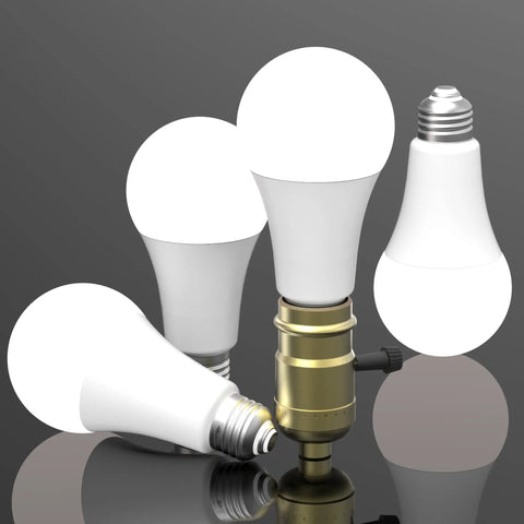 A21 LED Three Way Light Bulb With Low Medium High Settings, 2200 Lumens Daylight 5000K, 50 100 150W Equivalent, E26 base, 4 pack