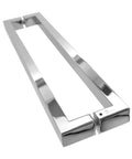 Heavy Duty Commercial Grade 1200mm 48 Inch Stainless Steel 304 Push Pull Door Handle With 1.2mm Thick Wall Square Rectangle Design Mirror Polished Chrome Finish Standoffs And Hex Set Screws For Built To Last Rock Solid Door Hardware, angled view