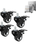 Smooth Like Butter Heavy Duty Swivel Casters Set Of Four Silent Pu Tread Wheels With Secure Lock Brakes, black swivel casters for furniture.