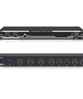 Rack Mount Power Conditioner With Ten US Outlets And Thirty Amps For Pro Audio Gear Home Theater Systems And Stage Studios, black metal design.
