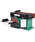 Reliable Sturdy Desktop Belt Sander Grinder With Integrated Buffer And Finish Modes For Swift Wood And Metal Prep Garage Ready Workbench Beast Heavy Duty Polishing Machine side view of sander with sanding belt and flat surface