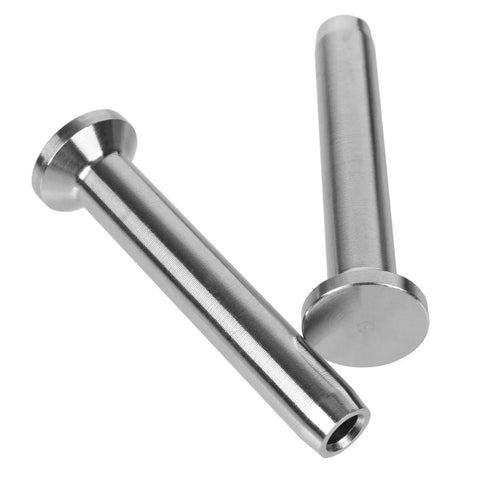 Stainless Steel Stemball Swage Dead Ends 1/8 Inch For Deck Cable Railing 20 Pack No Fuss Hidden Cable Hardware on white background