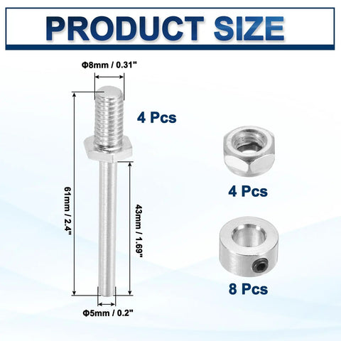 Diameter Five Sixteenth Inch And Length Two Point Four Inch Landing Gear Axle Shaft Drive Axle Nuts Four Piece Set diagram