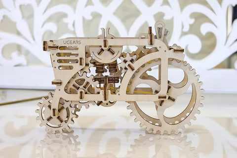 3D Wooden Puzzle Mechanical Tractor Kit With Self Propelled Action Built From Plywood For Grownups And Teens A Hands On Engineering Model That Moves And Makes A Great Gift For Builders And Tinkerers, wooden gear tractor side view
