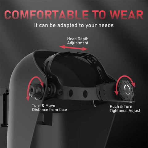 Lightweight Durable Flip Front Welding Helmet With Sugar Scoop Pipeline Hood And Mask showing adjustable ratcheting headgear