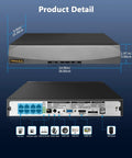 4K 8CH PoE NVR With 10 Inch IPS Monitor 8 Channel Network Video Recorder ONVIF Compatible, front and rear view with ports.
