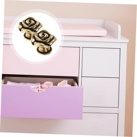Two Pack Vintage Rose Flower Cabinet Knobs For Kitchen Cabinets And Furniture Decorative Drawer Pull Handles For Dresser