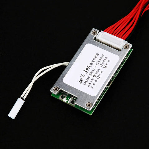 Hassle Free 36V 10S Lithium Battery BMS Featuring 30A Smart Balancing Protection Board, circuitry with wires, compact design.
