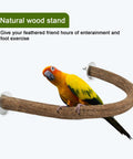 Natural Wood U Shaped Bird Perches For House Cage 2 Pack with parrot on perch, durable wooden design for small birds.