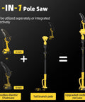 4-In-1 Electric Pole Saw With 9.2 Ft Reach, 6-Inch And 8-Inch Cordless Chainsaw, includes extension pole