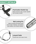 Beefed-Up Heavy Duty T-Handle Quick Release Lock Pins 3/16 Inch Diameter with Lanyard Cable, 304 Stainless Steel, product details