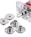 Heavy Duty Stainless Steel Router Template Bushing Guide Set with interchangeable sizes for woodworking precision.