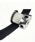 High Gear 2GT Timing Pulley Kit With 20T And 40T Sprockets Delivers Smooth 2:1 Speed Reduction For Custom Rigs Using 10mm Belts And Multi Bore Hubs, silver 20T pulley on black timing belt