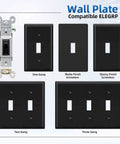 Single Pole Toggle Light Switch 15 Amp 120 Volt Quiet In Wall On Off Switch Replacement Self Grounding Clip shown with black wall plates.