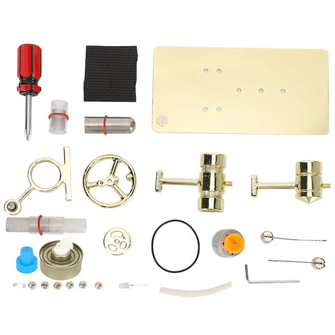 Stirling Engine Model parts for kids and students brushed stainless steel base easy assembly science toy
