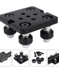 2040 European Aluminum Profile Pulley V Groove Compact Five Wheel Gantry Plate for 3D Printer Accessories with Black Aluminum Alloy Frame and Easy Mounting on Extrusions Durable Lightweight Build Dope for DIY Builders, black gantry plate with four V-groove wheels