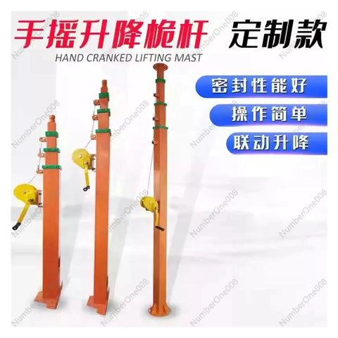 Image of Rock Solid Electric Lifting Mast Telescopic Boom Four Meter Height with hand crank mechanism for easy lifting.
