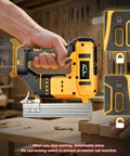 Smooth Operator 18 Gauge Cordless Brad Nailer And Stapler Brushless Design with self-locking switch for safety.