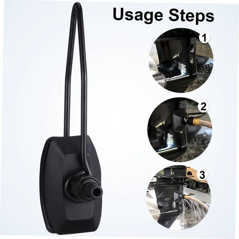 Boat Motor Cleaner And Engine Flusher For Cooling System Maintenance shown with step-by-step usage instructions
