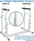 FSA HSA Eligible Sit And Rise Bathroom Safety Frame with height adjustable toilet rail shown in freestanding position