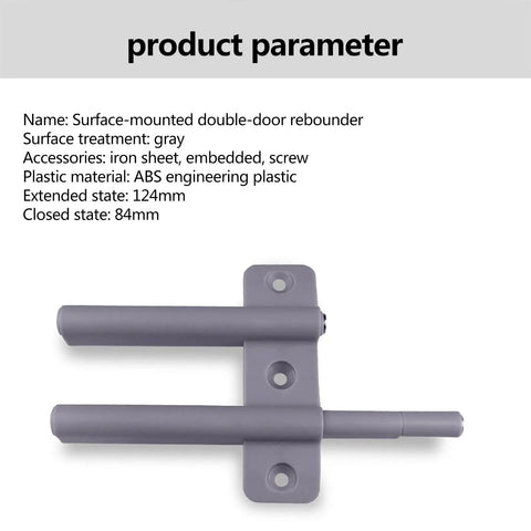 Magnetic Push Latches For Cabinets Dual Opening Doors Pop Out Hardware gray ABS plastic surface mounted latch
