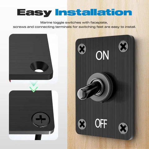 Heavy Duty 12V 30A SPST Toggle Switch Waterproof On Off 2 Pin With Panel Mount And Waterproof Cap diagram installation