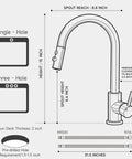 Diagram of Black Kitchen Faucet With Pull Down Sprayer And Single Handle Pullout Design, showcasing dimensions and installation options.