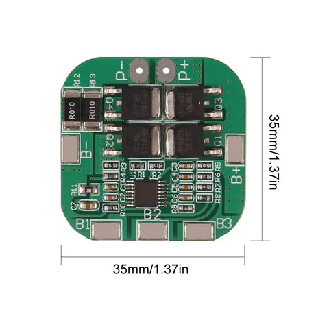 Heavy Duty 4S 20A 14.8V Lithium Ion 18650 Battery Management System Board, 35mm size, featuring robust circuit design for reliable power.