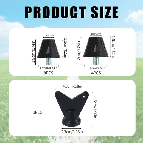 Size chart for 12 Pack Football Boot Studs 0.51 Inch And 0.63 Inch Plastic Soccer Cleats Replacement Spikes With Nail Remover