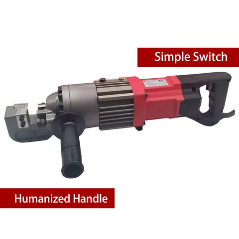 Powerful 1000W Electric Rebar Cutter For Fast 5/8 Inch Cutting With Portable Hydraulic Design And Efficient Motor, showcasing ergonomically designed handle and switch.