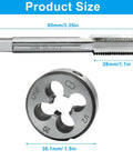 1/2-20 UNEF Tap And Die Set, Right Hand Thread Cutting Kit, High Speed Steel Tap And Alloy Tool Steel Die, dimensions shown