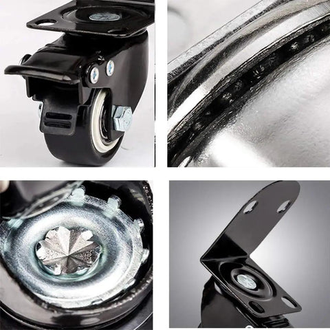 Ridiculously Smooth Swivel Caster Wheels 4 Pack With Heavy Duty L Shaped Brackets 360 Spin Silent Black Pvc Furniture Castors Rock Solid Reliable Daily Driver
