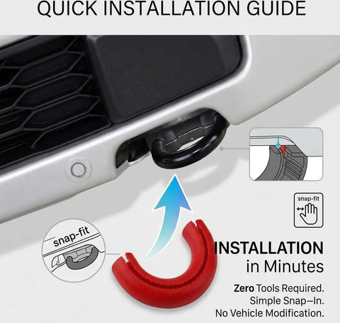 Quick installation guide for Ford F-150, Bronco And Toyota Tundra Tow Hook Covers Beefed-Up Silicone Exterior Protection Caps.
