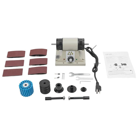 Premium Electric Leather Edge Burnishing Machine With 350W Pure Copper Motor And Cast Iron Build for heavy duty tasks, includes attachments and grit belts.